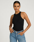Express Women's Body Contour Mid Compression High Neck Bodysuit in Pitch Black