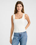 Express Women's Ribbed Pointelle Square Neck Tank Top in White Small