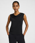 Express Women's Studio Stretch Crepe Cowl Neck Tank Top in Black Small