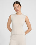 Express Women's Signature Ponte Crew Neck Seamed Tank Top in White Small