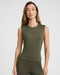Express Women's Signature Ponte Crew Neck Seamed Tank Top in Green Small