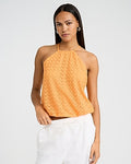 Express Women's Crochet Halter Neck Bubble Cami in Orange Small