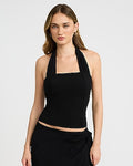 Express Women's Mesh Halter Tie Neck Tank Top in Black Small