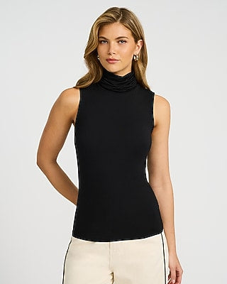 Express Women's Supersoft Fitted Mock Neck Tank Top in Black Small