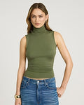 Express Women's Supersoft Fitted Mock Neck Tank Top in Green Small
