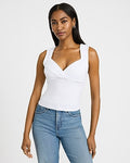 Express Women's V-Neck Ruched Crossover Front Tank Top in White Small