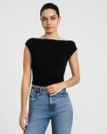 Express Women's Crepe Convertible Neckline Sweater Tank Top in Black Small