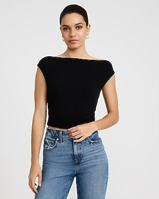 Express Women's Crepe Convertible Neckline Sweater Tank Top in Black Small