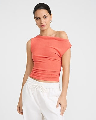 Express Women's Crepe Convertible Neckline Sweater Tank Top in Orange Small