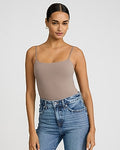 Express Women's Body Contour High Compression Scoop Neck Cami Bodysuit in Brown Small