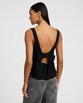 Express Women's Square Neck Cutout Bow Back Tank Top in Black Small