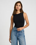 Express Women's Body Contour High Compression Crew Neck Tank Top in Black Small