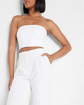 Express Women's Body Contour High Compression Crop Tube Top in White