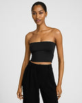 Express Women's Body Contour High Compression Crop Tube Top in Black Small