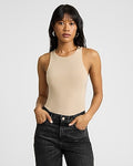 Express Women's Body Contour Compression High Neck Bodysuit in Neutral Small
