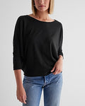 Express Women's Skimming Crew Neck Dolman Sleeve T-Shirt in Pitch Black