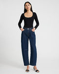 Express Women's Body Contour Light Compression Stretch Cotton Scoop Neck Long Sleeve Bodysuit in Black Small