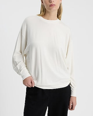 Express Women's London Oversized Crew Neck Sweatshirt in White Small