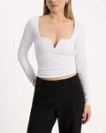 Express Women's Body Contour V-Wire High Compression Long Sleeve T-Shirt in White Small