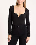 Express Women's Body Contour V-Wire High Compression Long Sleeve T-Shirt in Black Small