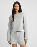 Express Women's Crew Neck Cropped Sweatshirt in Silver Heather Gray