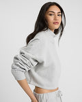 Express Women's Mock Neck Cropped Sweatshirt in Silver Heather Gray