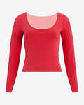 Express Women's Body Contour High Compression Reversible Scoop Neck T-Shirt in Red Small