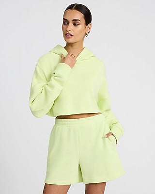 Express Women's Boxy Cropped Hoodie in Lime Sorbet
