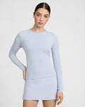 Express Women's Body Contour Mid Compression Long Sleeve T-Shirt in Blue Small