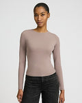 Express Women's Body Contour Mid Compression Long Sleeve T-Shirt in Mushroom