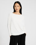 Express Women's Relaxed Crepe Convertible Dolman Long Sleeve Sweater in White Small
