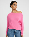 Express Women's Relaxed Crepe Convertible Dolman Long Sleeve Sweater in Pink Small