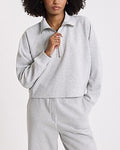 Express Women's Quarter Zip Boxy Sweatshirt in Silver Heather Gray