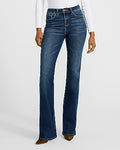 Express Women's Mid Rise Medium Wash Bootcut Jeans in Dark Wash