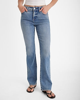 Express Women's Mid Rise Bootcut Jeans in Medium Wash