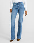 Express Women's Mid Rise Medium Wash Bootcut Jeans in Blue, size: 0