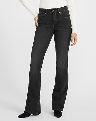 Express Women's Mid Rise Wash Bootcut Jeans in Black, size: 0
