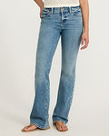 Express Women's Low Slung Medium Wash Bootcut Jeans in Blue, size: 0