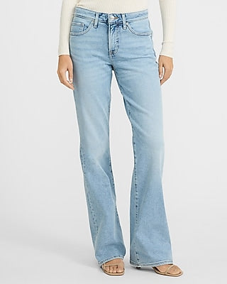 Express Women's Mid Rise Bootcut Jeans in Light Wash