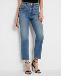 Express Women's High Waisted Straight Ankle Jeans in Medium Wash