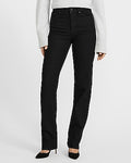 Express Women's High Waisted Black Straight Jeans in Pitch Black