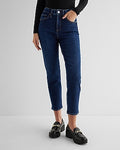 Express Women's High Waisted Straight Ankle Jeans in Dark Wash