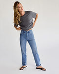 Express Women's High Waisted Curvy FlexX Straight Ankle Jeans in Medium Wash