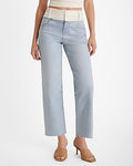 Express Women's High Waisted Satin Waistband Relaxed Ankle Straight Jeans in White