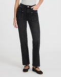 Express Women's High Waisted Wash 50/50 Rigid Stretch Modern Straight Jeans in Black, size: 0