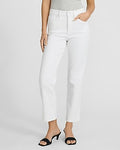 Express Women's High Waisted Straight Ankle Jeans in White