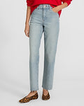 Express Women's High Waisted Straight Ankle Jeans in Light Wash