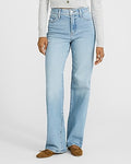 Express Women's High Waisted Relaxed Straight Jeans in Light Wash