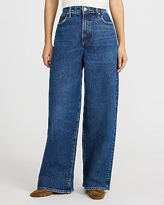 Express Women's Low Slung Baggy Jeans in Dark Wash