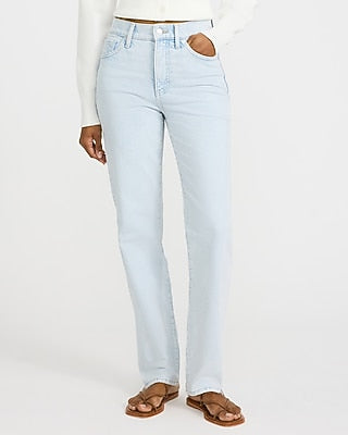 Express Women's High Waisted Straight Jeans in Light Wash